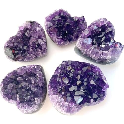 Wholesale High Quality Natural Amethyst Cluster Heart-Shaped Ornaments for Wedding Gifts