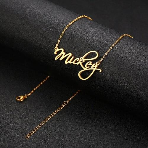 Vnox Personalized Name Signature Necklace Girls Woman Customized Jewelry 14" to 22"