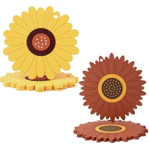 Sunflower Silicone Trivets for Hot Dishes,Drink Coasters for Bowl,Housewarming Gift for Friends and Family(4 Pcs)