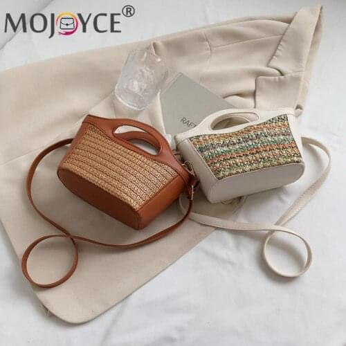 Bohemian Style Casual Women Woven PU Leather Small Bucket Shoulder Crossbody Bag