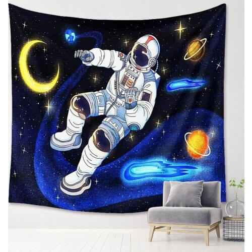 Psychedelic interstellar astronaut pattern tapestry bedside fabric decoration wall cloth background cloth room bedroom tapestry