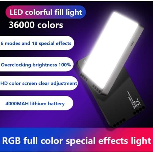 RGB LED Video Light 2500K-8500K Full Color Photography Lighting For Phone Camera Mini Lamp Panel 6 Mode Built-in 4000mAH Battery