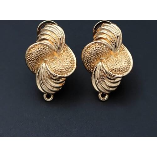 African Earrings Post with Loop Hanger Connectors Solid Flower India Ankara Women Wedding Earrings Dangle Findings Metal Jewelry