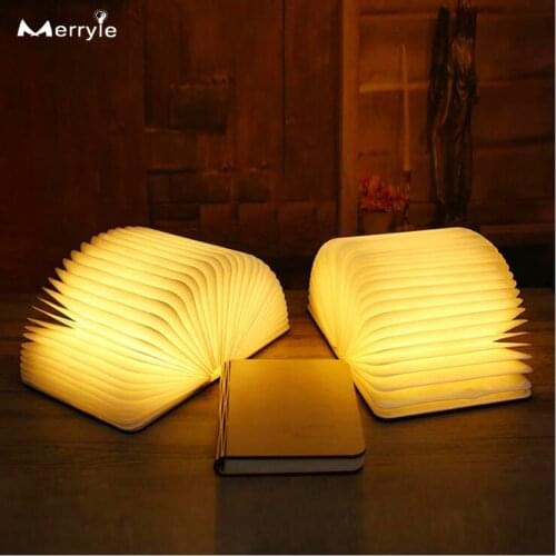 Creative 3 Colors Led Night Light Folding Book Light Kid Baby Birthday New Year Christmas Gift Recharge Bedroom Desk Table Lamp