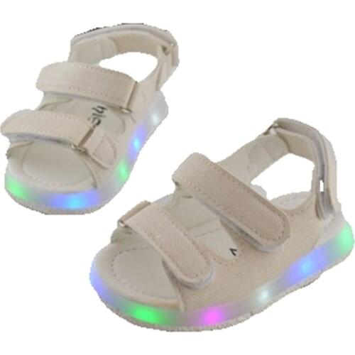 LED Summer Childrens Beach Shoes With Llights Kids Sandalias Senderismo Boys And Girls Sandals Color Luminous Style Non-slip