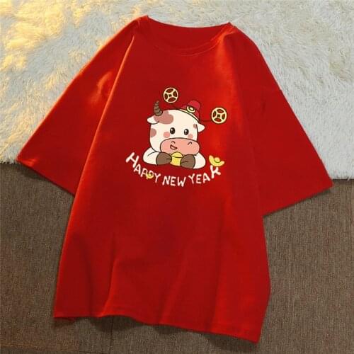 Cute Cow Print Tshirt Women 2021 Summer Plus Size T-shirt Short Sleeve O-neck Red bottom Loose Tops Korean Girls Kawaii Tees