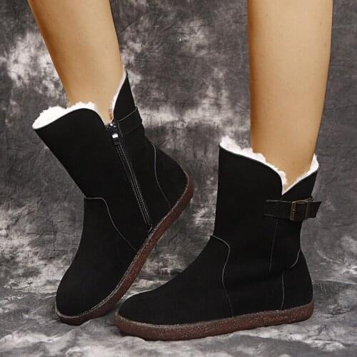 2021 Women Winter Vulcanized Boots Non-slip Waterproof Mid-Calf Snow Boots Ladies Winter Fashion Casual Lightweight Warm Shoes
