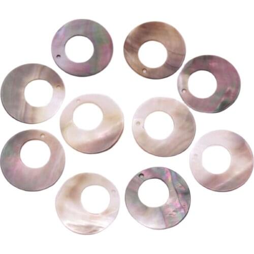 10 PCS black Shell Pendants Natural Mother of Pearl Charms Crafts 25mm