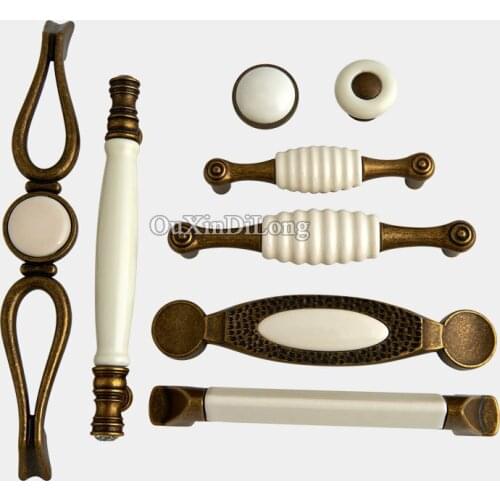 Hot 10PCS Furniture Ceramic Handles European American Style Drawer Wardrobe Cupboard Kitchen Cabinet Door Pulls Handles & Knobs