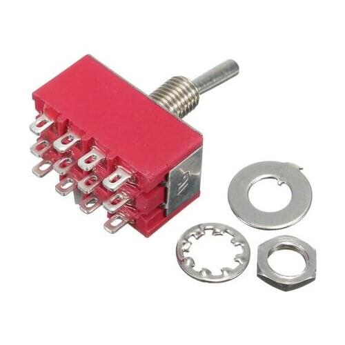 10pcs red 6A/125VAC 2A/250VAC 12 Pin 4PDT ON/ON 2 Position Mini MTS-402 Toggle Switch