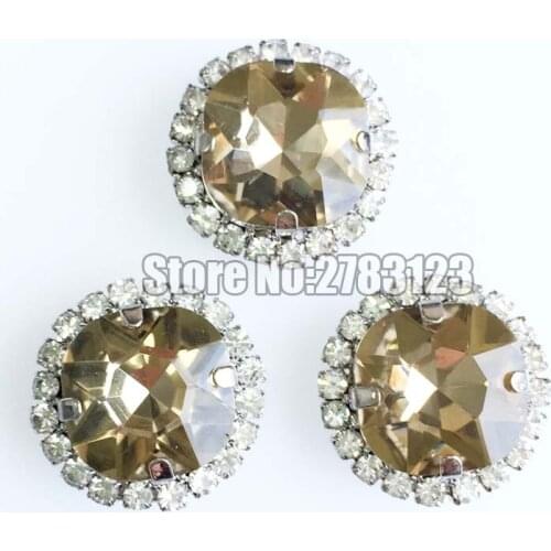 12mm 20pcs light coffee hight quality glass Crystal buckle,Fat Square sew on rhinestones with holes DIY SKFF04