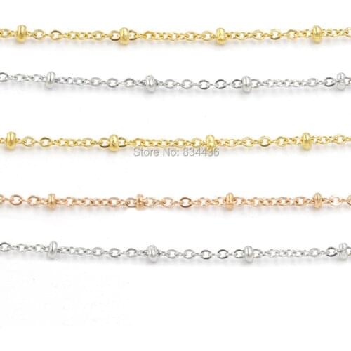 Gold rose gold black Stainless Steel Clamp Bead Ball Station Cable Chain Pendant Necklace Women Mens Jewelry wholesale 20pcs
