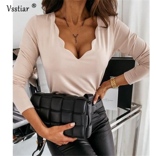 2020 Long Sleeve Casual Blouse Women Shirts Sexy V Neck Office Ladies Tops White Black Khaki Solid Plus Size Blouses