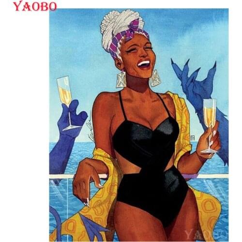 3D Full Round Diamond Embroidery African woman Diamond Painting Cross Stitch Diamond Mosaic handmade Crafts home decoration