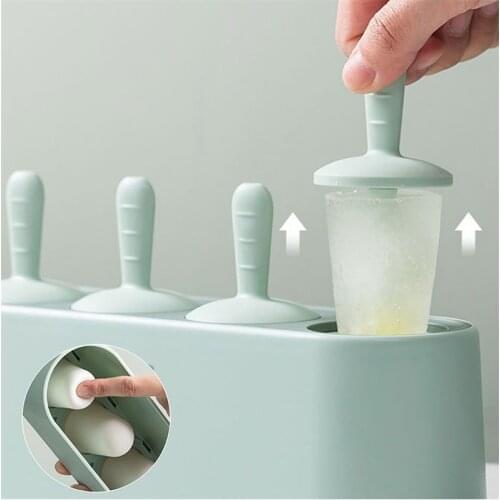 4 Hole Summer Silicone DIY Homemade Ice Cube Tray Block Freezer Popsicle Mold Ice Cream Mould Fruit Juice Dessert Maker Tool