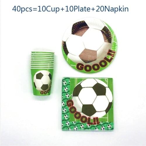 40-60pcs lot World Cup Theme Football Soccer Green Theme Disposable Set Table Decoration Paper Children Birthday Party Supplies