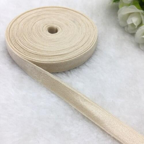5 yds 3/8" Khaki Spandex Ribbon Multirole Fold Over Elastic Band For Sewing Ties Hair Accessories Waist Garment Accessory #22