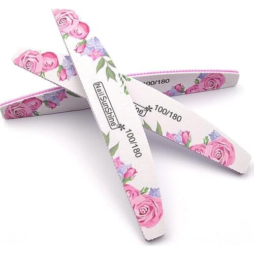 50pcs Sandpaper Nail File 100/180 Sanding Buffer Block Double Sided Flower Nail Files For Gel Polish Manicure Nail Art Washable