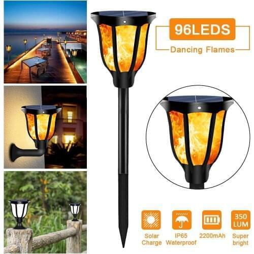 96 LED Waterproof Flickering Flame Solar Torch Light 1/2Pcs Outdoor Landscape Decoration Garden Lawn Lamp for Courtyard Balcony