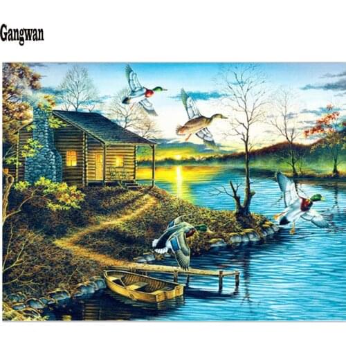 Full stones Diamond Painting Lace hut Landscape 5d Diamond Embroidery Sale Diamond mosaic Picture Of Rhinestones Home Decoration