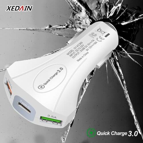 Car USB Charger Quick Charge 3.0 Mobile Phone Charger Type C 2 USB Fast Car Charger for Xiaomi iPhone Samsung Tablet Car-Charger