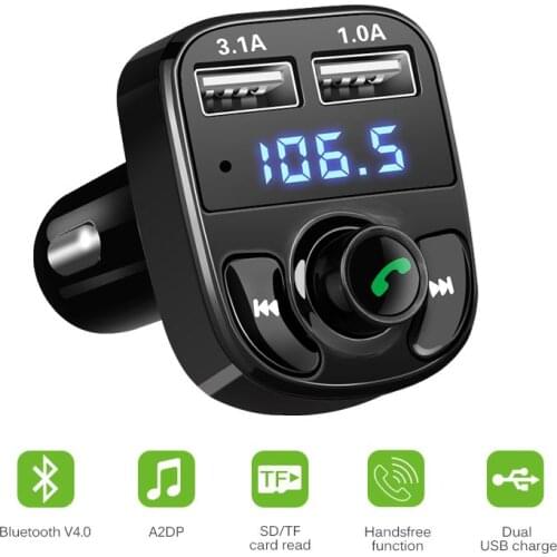 AOZBZ Dual USB Car FM Transmitter Aux Modulator Bluetooth Car Kit Car Audio MP3 Player with 3.1A Quick Charge Car Charger