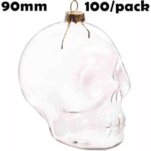 Free Shipping DIY Paintable Christmas Xmas Decoration Ornament/Ball 90*65mm Glass Skull, 100/Pack