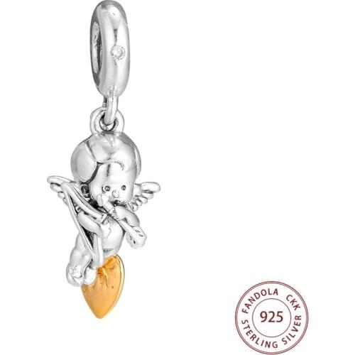 925 Sterling Silver Cupid & You Pendant Charm Beads for Jewelry Making Fits Women DIY Bracelet Charms Silver 925 Original