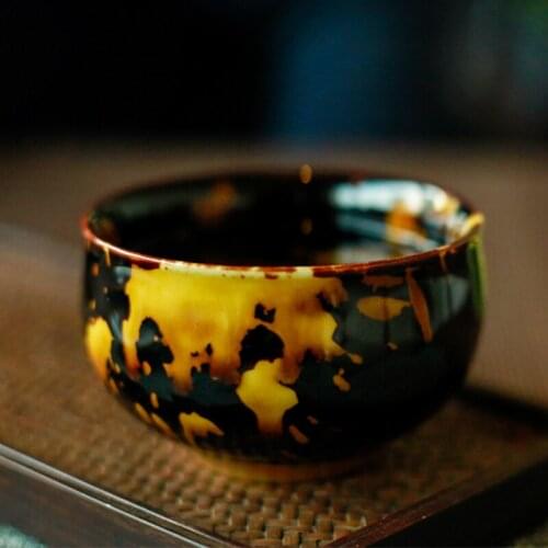 Guanfu Museum Gold tortoise shell glaze Tianmu cup ceramic tea cup Kung Fu tea cup kiln glaze Master Cup single cup
