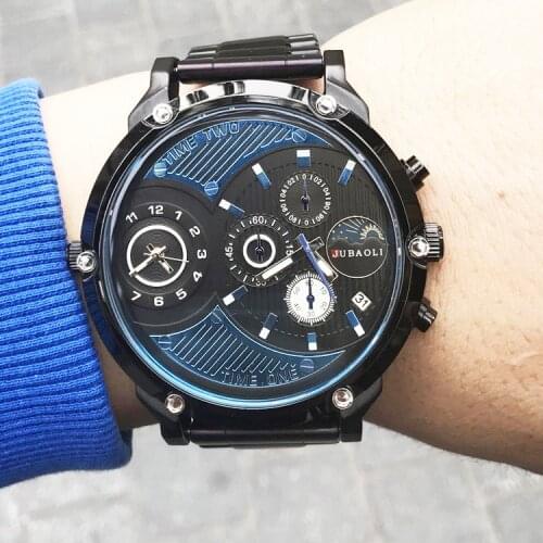 Brand Sport Chronograph Quartz Watch Men Diamond Glass Double Movement Military Waterproof Watch Hombre Reloj Relogio Masculino
