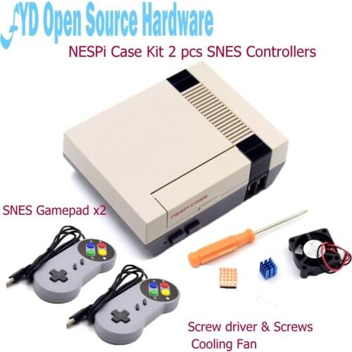 Mini NESPI Retroflag Case with Cooling Fan and 2 Pack SENS Gamepad Controller for RetroPie Raspberry Pi 3/2/B
