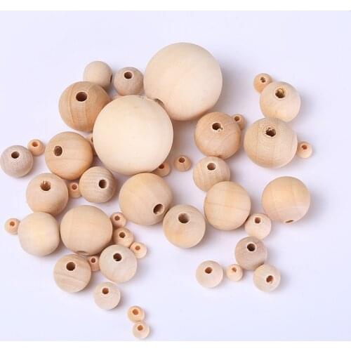 DIY 8-30mm Natural Ball Wood Bead Natural Color Eco-Friendly Wooden Spacer Beads DIY Charm Bracelet Jewelry Making Accessories