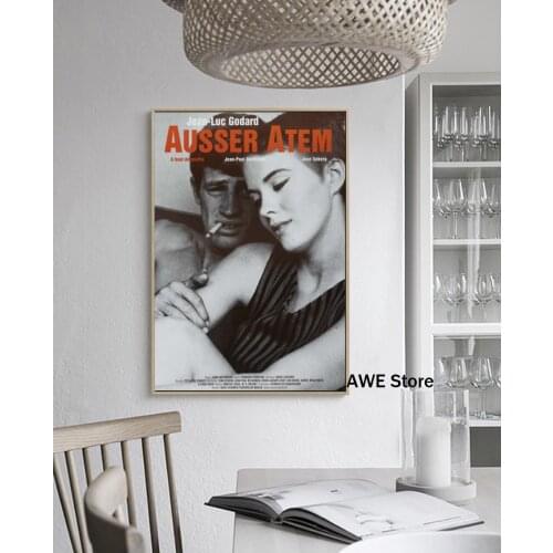 Breathless À bout de souffle Jean-Luc Godard Movie Film Decorative Poster Wall Canvas Painting Home Decor No Frame