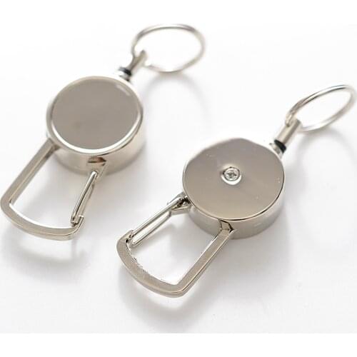 EDC Keychain Retractable Stainless Steel Key Chain Oval Shape Clip Ring Mini Outdoor Tool