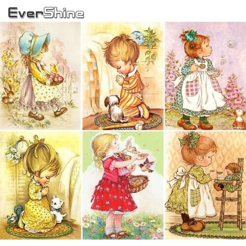 EverShine Diamond Embroidery Full Drill Square Portrait DIY Diamond Painting Child Mosaic Cross Stitch Rhinestones Handmade Gift