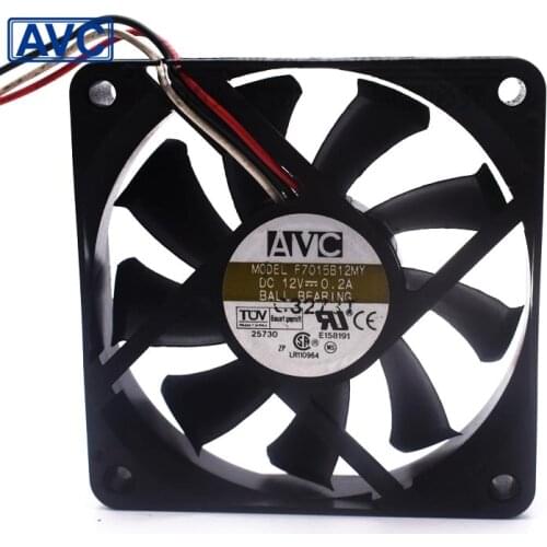 2pcs F7015B12MY DC12V 0.2A 7015 7CM 70MM 70X70X15MM 3pin Cooling Fan