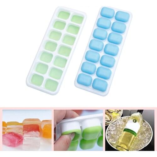 DIY Ice Cube Mold Mini Crushed 14 Grid Food Grade PP TPE Ice Cubes Maker with Cover Square Kitchen Accessories