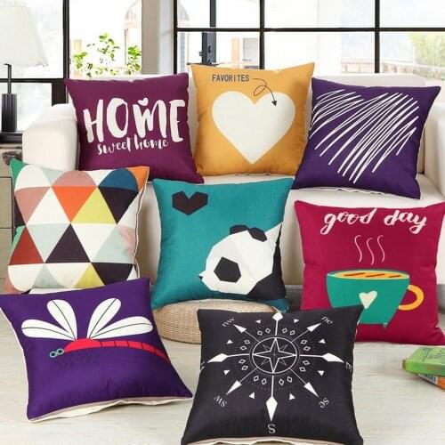 Geometry Series Cushion Cover Simple Vintage Style Home Decor Cotton Linen Pillow Case 45x45cm Pillow Cover