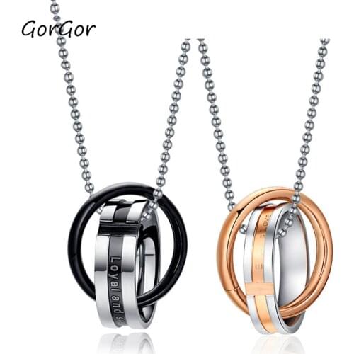 GorGor 2020 Trendy Classic Black Color Titanium Steel Pendant Long Chains Necklace for Fashion Couple Jewlery Gift CN-023