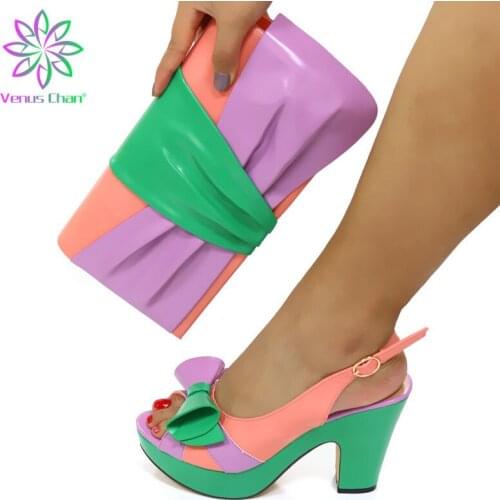 Italian In Women High Quality African Wedding Shoe Nigerian Shoes and Matching Bags Sales In Women Matching Shoes and Bag Set