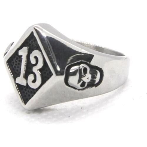 Size 7-13 New Design Number Lucky 13 Ring 316L Stainless Steel Fashion Punk Style skull 13 Ring