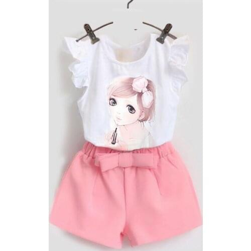 Girls Clothes Set Princess Outfit Suit Summer Kids Tshirt Tops Shorts 2Pcs Set Print 110 120 130 140 150