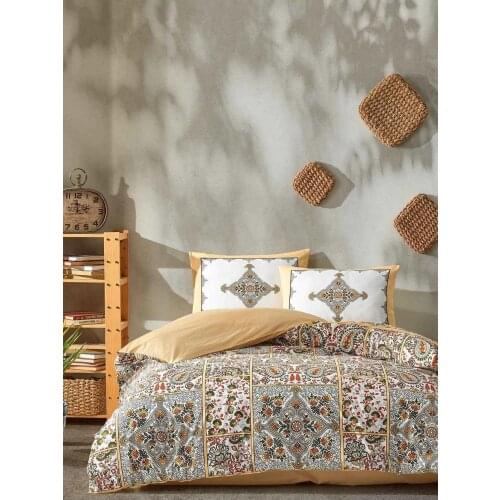 Elart 4 Pcs Duvet Cover Linens Set Sheet Pillow Cases %100Cotton Brownish Jacquard King Size 240*260cm Bedroom Home Textile 2021