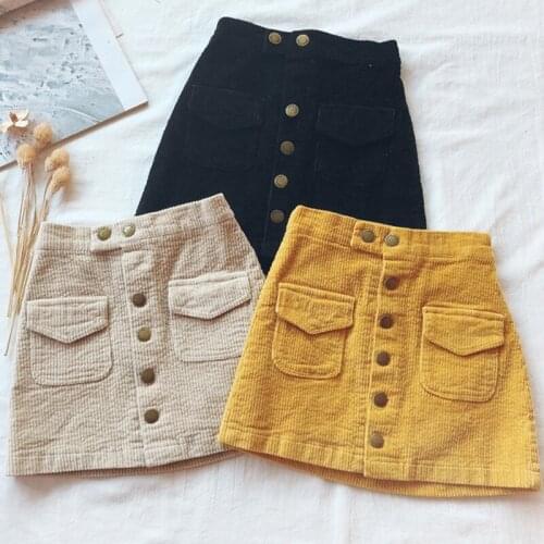 2020 Girls Spring and Autumn New Girl Baby Solid Color Skirt Sweet Pocket Children Bag Hip Skirt Short Skirt 3-7Years