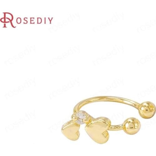 40540)4PCS 12x10MM 24K Gold Color Brass and Zircon Love Earrings Jewelry Making Supplies Diy Findings Accessories