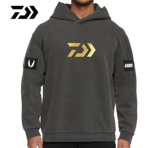 Daiwa Fishing Jacket Mens Sports Hooded Plus Velvet Fishing Sweater Winter Outdoor Mountaineering Windproof Fishing Clothes