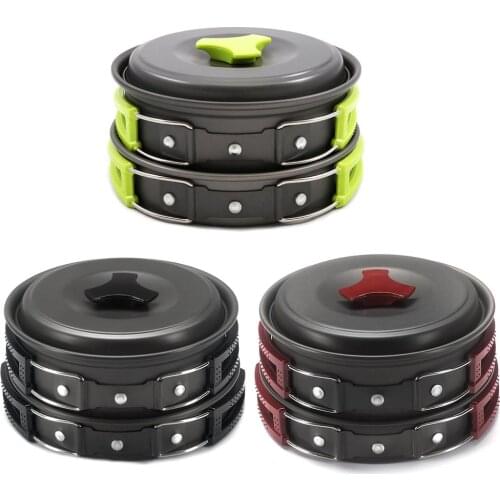 Lightweight Aluminum Alloy Camping Pot Hiking Picnic Tourist Tableware Set Outdoor Stove Pot Pan Plastic Bowl Outdoor Cookware