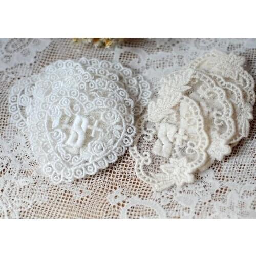 Hot Sale 5 PCS 6.5*5cm Elegant Wedding Bridal Hair Accessories DIY Material Flower Cotton Lace Applique Patches Novelty Design