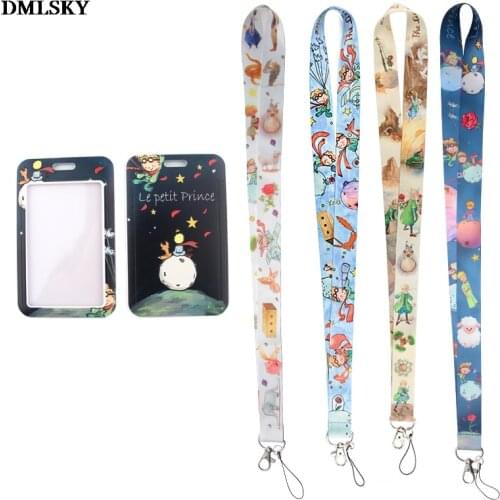 MD113 DMLSKY Cartoon Little Prince Lanyard Keychain keys Badge ID Mobile Phone Rope Kids Gifts Lanyard With Card Holder Cover