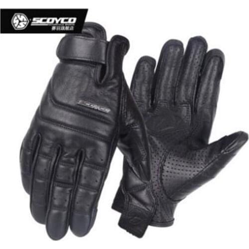 SCOYCO Genuine Cowhide Leather Motorcycle Gloves Full Finger Casual Breathable Wearable Sheepskin Kinght Racing Gloves